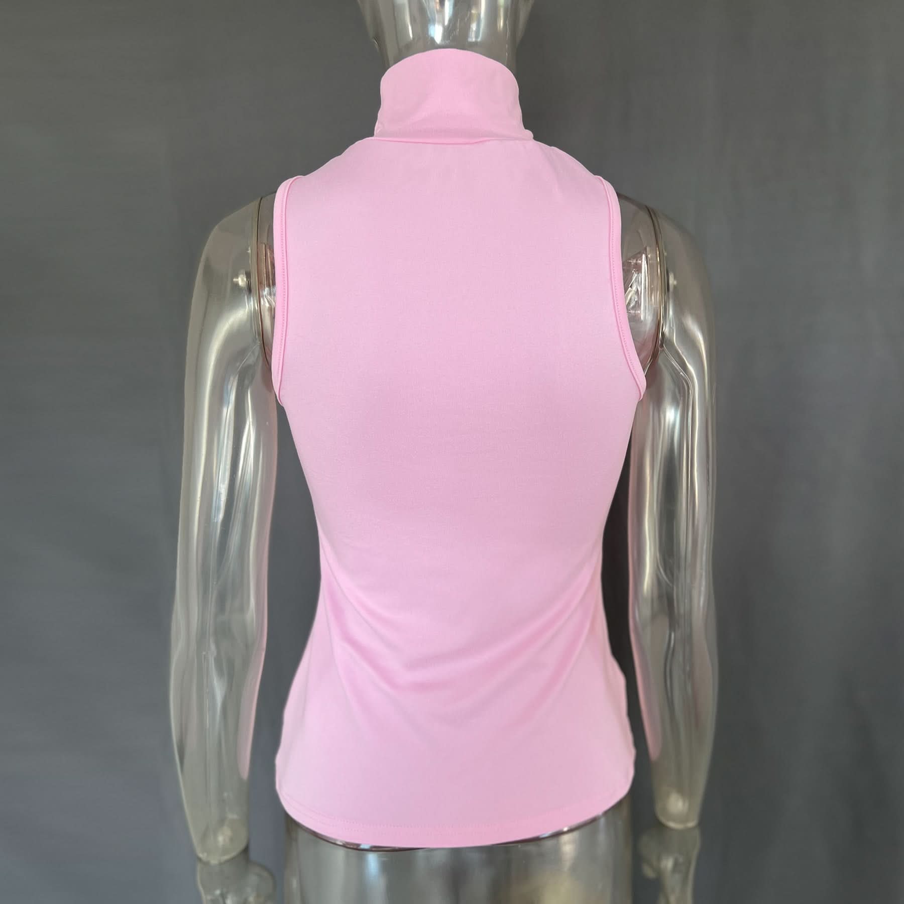 Glam Pink Mock Neck Halter Top with Gold Ring – Chic Fall & Holiday Statement