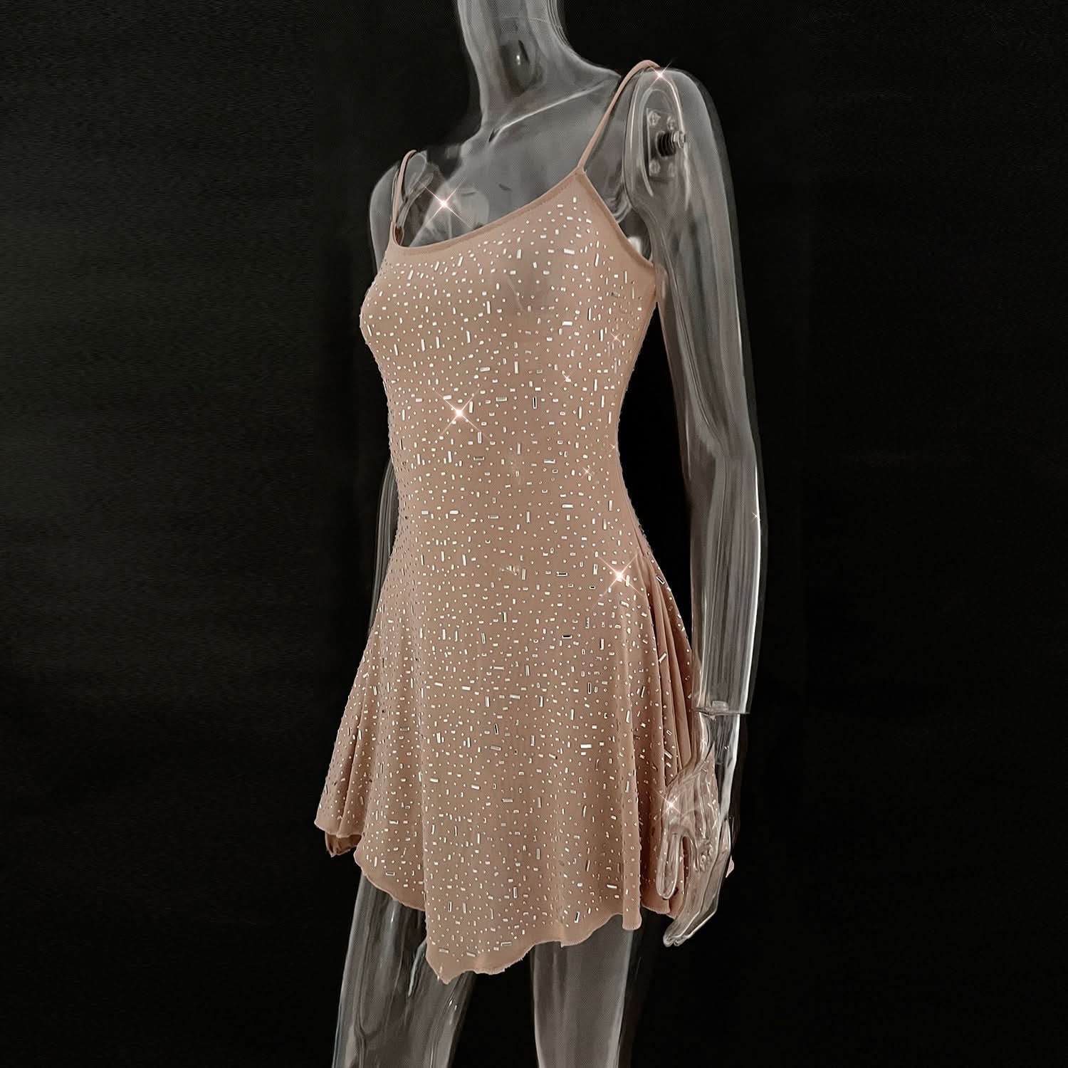 Dazzling Starlight Asymmetrical Cami Mini Dress – Your Go-To for Fall Parties & NYE