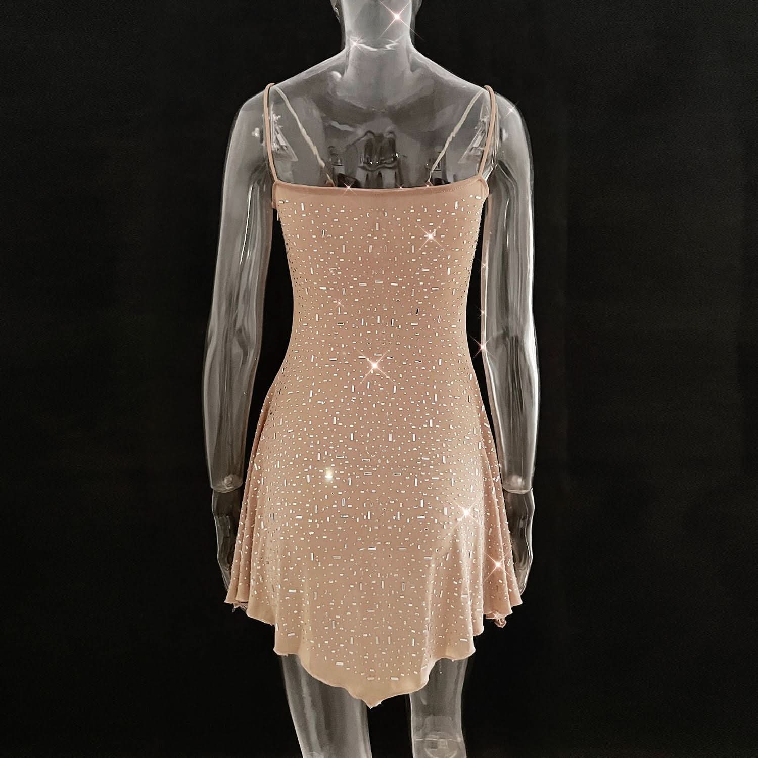Dazzling Starlight Asymmetrical Cami Mini Dress – Your Go-To for Fall Parties & NYE