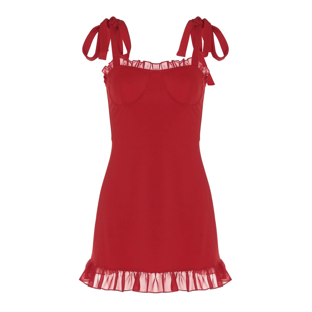 Siren Red Ruffle Tie-Strap Mini Dress - Your Essential Fall Date Night & Holiday Party Look