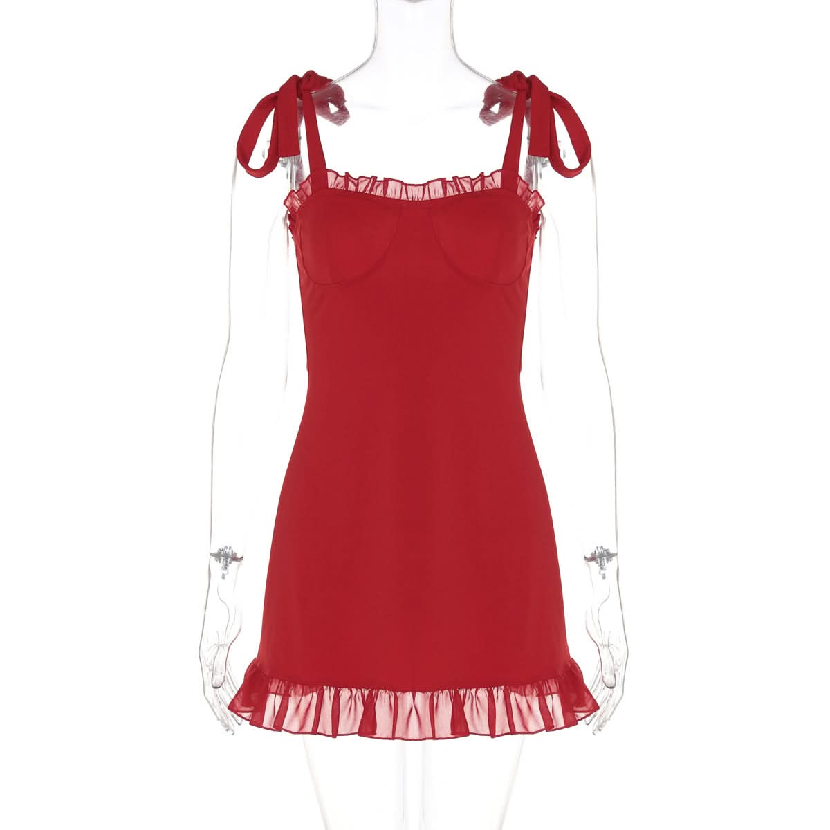 Siren Red Ruffle Tie-Strap Mini Dress - Your Essential Fall Date Night & Holiday Party Look