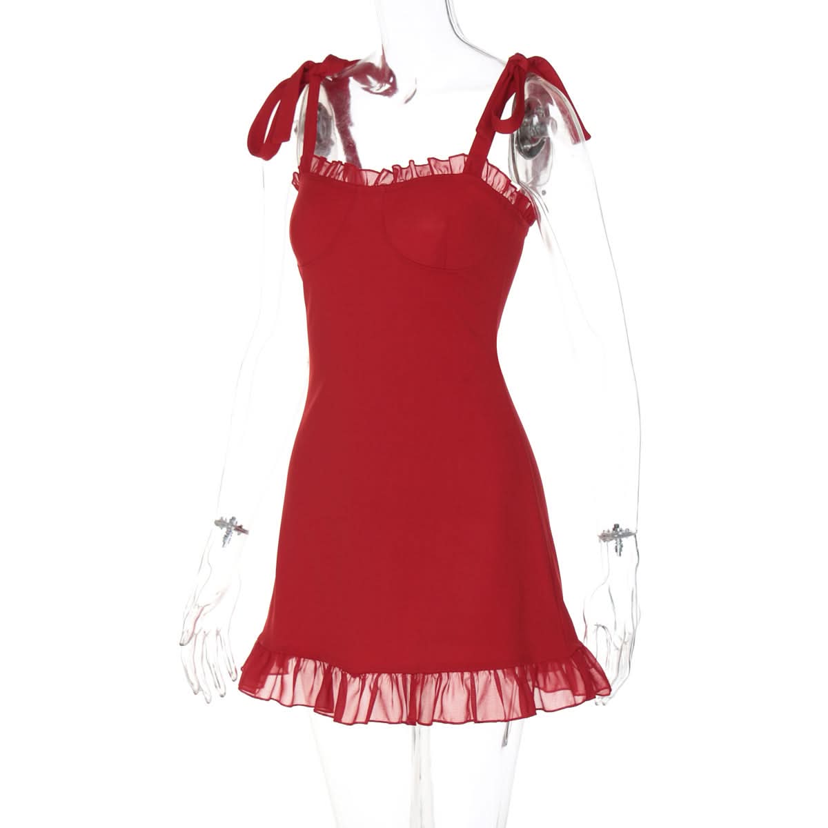 Siren Red Ruffle Tie-Strap Mini Dress - Your Essential Fall Date Night & Holiday Party Look