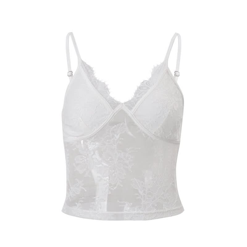 Alluring White Floral Lace Cami Crop Top - Your Fall Night Out & Layering Essential