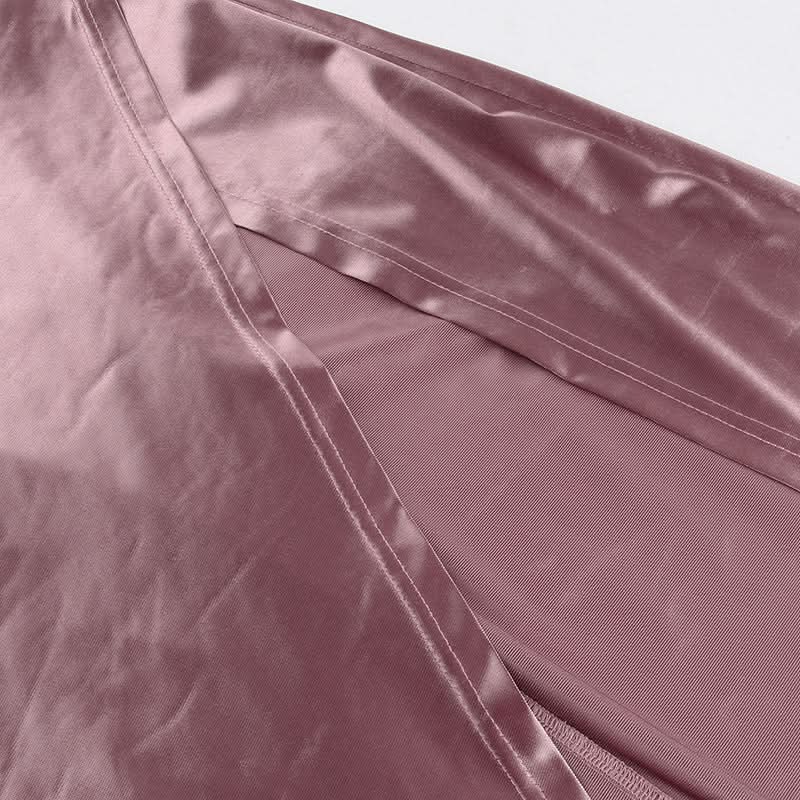 Enchanting Dusty Rose Satin Halter Gown - Ruched Maxi with High Slit for Fall & Holiday Glamour