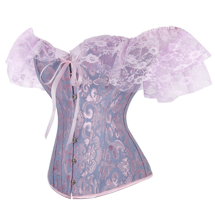 Enchanting Lavender Off-Shoulder Lace Corset Top - Perfect for Holiday Parties & Romantic Evenings