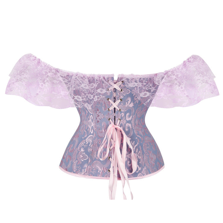 Enchanting Lavender Off-Shoulder Lace Corset Top - Perfect for Holiday Parties & Romantic Evenings