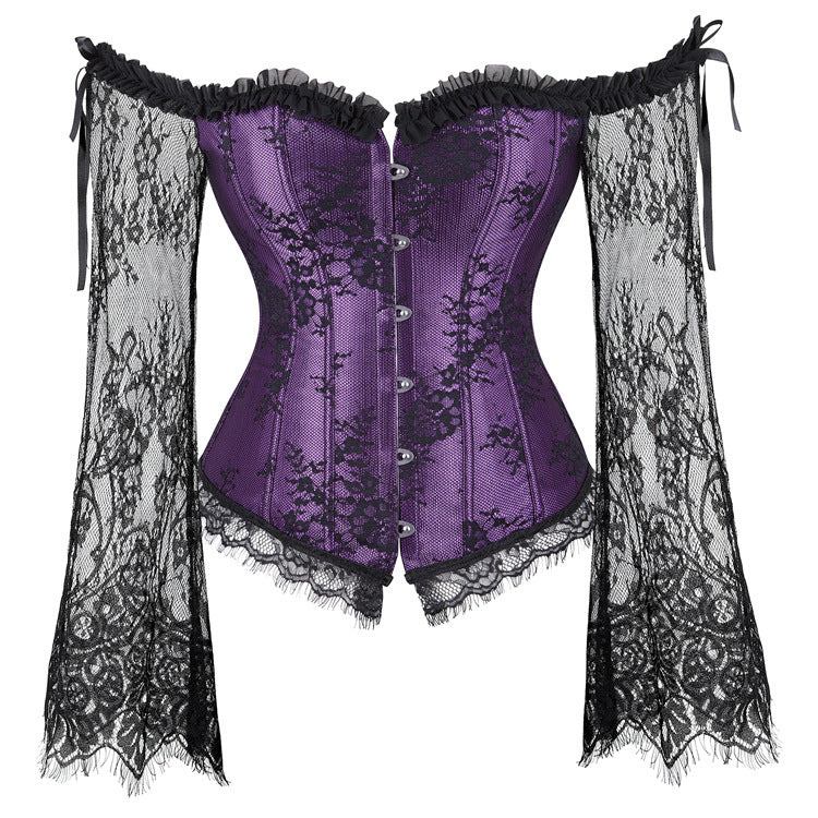 Enchanting Black Lace Off-Shoulder Corset Top | Gothic Romance for Fall & Holiday Parties