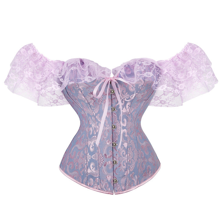 Enchanting Lavender Off-Shoulder Lace Corset Top - Perfect for Holiday Parties & Romantic Evenings