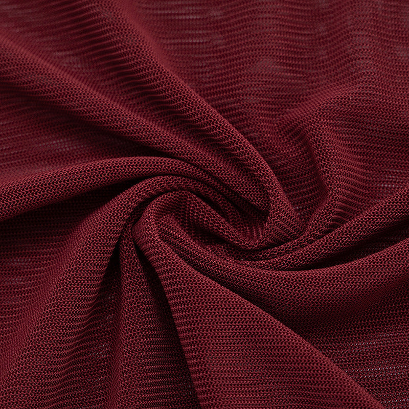 Crewneck long sleeve mesh PU leather bodysuit