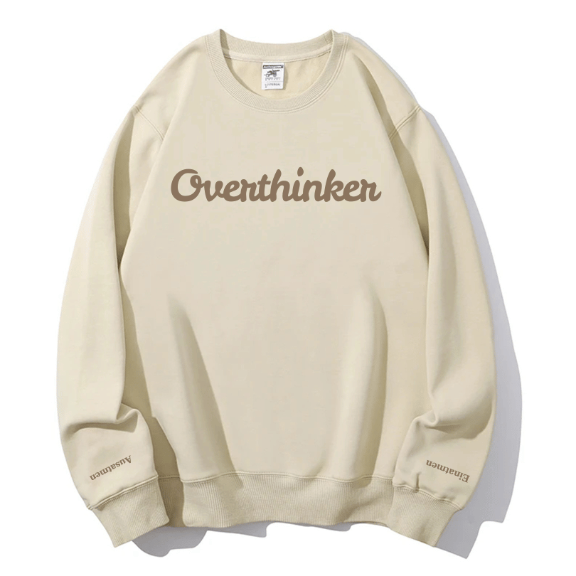 Overthinker Cozy Lavender Crewneck Sweatshirt | Mindful "Breathe In, Breathe Out" Cuffs