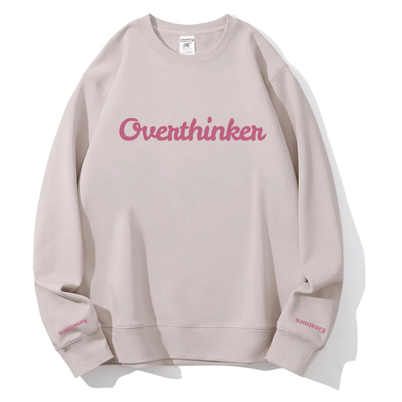 Overthinker Cozy Lavender Crewneck Sweatshirt | Mindful "Breathe In, Breathe Out" Cuffs
