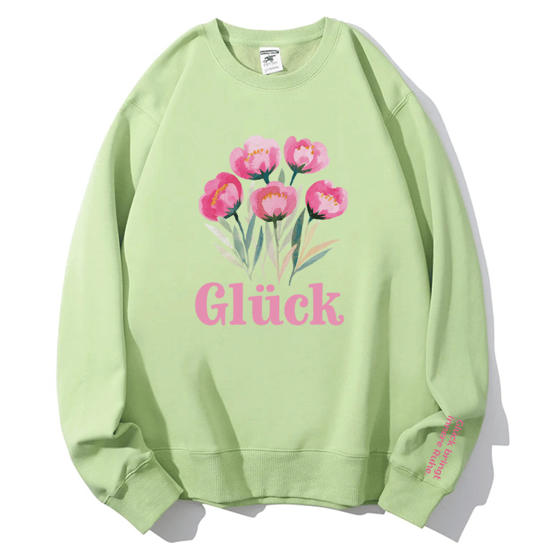 Cozy Sage Green Floral 'Inner Peace' Sweatshirt | Women's Glück Crewneck