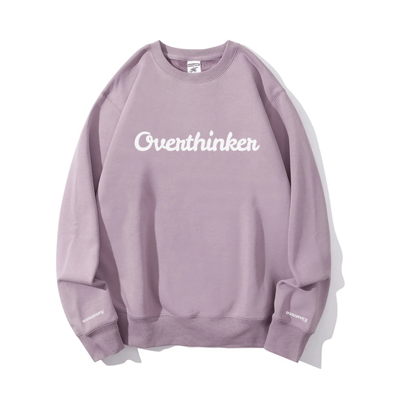 Overthinker Cozy Lavender Crewneck Sweatshirt | Mindful "Breathe In, Breathe Out" Cuffs
