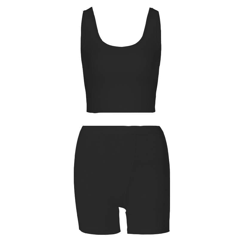Fall Favorite: Effortless Ribbed Crop Top & Biker Shorts Set - Cozy Chic Loungewear