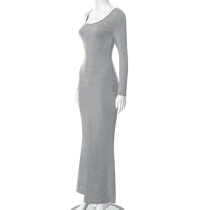 Fall Chic & Cozy: Women's Long Sleeve Scoop Neck Mermaid Maxi Dress