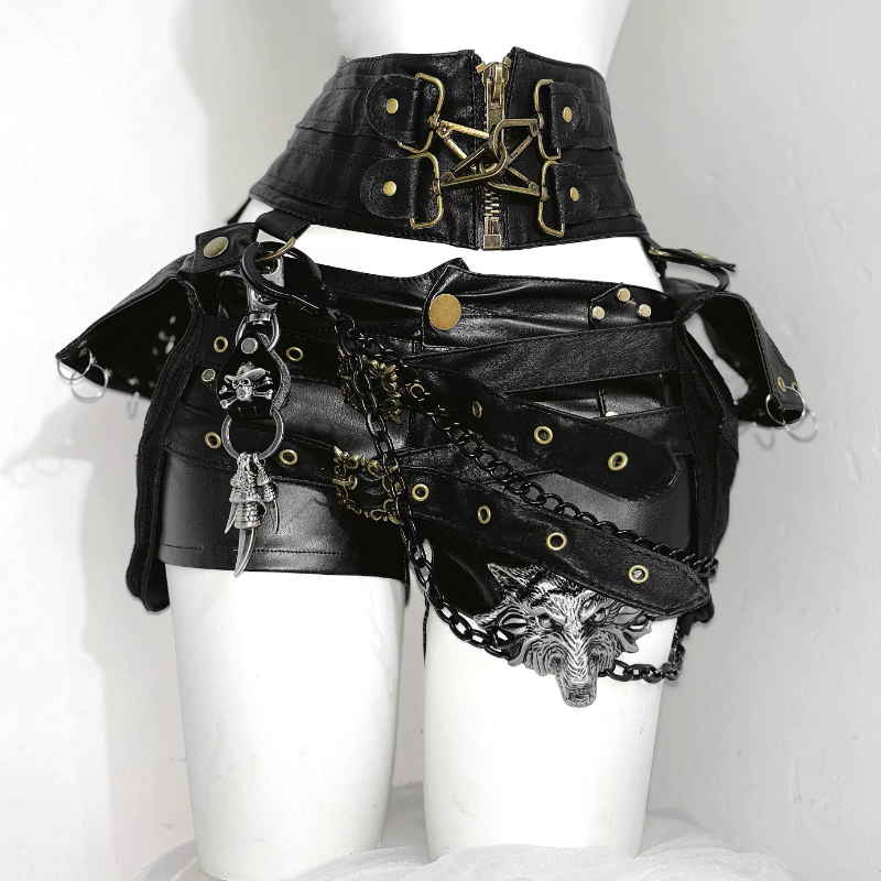 Edgy Faux Leather Harness Sleeveless Top | Chic Buckle Detail for Fall & Halloween
