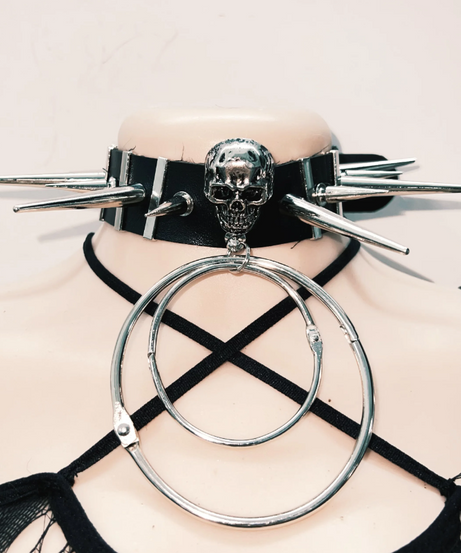 Spiked Skull Harness Bra Top - Unleash Your Inner Rebel for Halloween, Rave & Gothic Nights