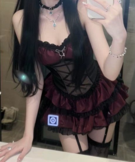Bewitching Burgundy & Black Ruffle Corset Mini Dress - Your Ultimate Halloween & Fall Party Look!