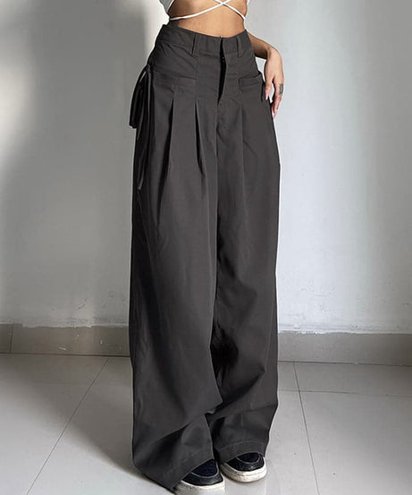 Fall Fashion Must-Have: High-Waisted Pleated Baggy Wide Leg Pants for Women - Y2K Street Style & Comfort
