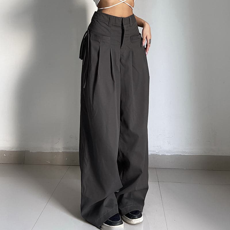 Fall Fashion Must-Have: High-Waisted Pleated Baggy Wide Leg Pants for Women - Y2K Street Style & Comfort