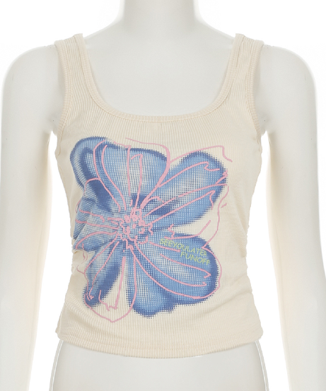 Retro Bloom Ribbed Tank Top - Cozy Chic Fall Layering Essential