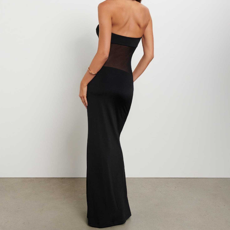 Elegant Illusion Mesh Strapless Maxi Dress - Your Fall & Holiday Event Showstopper