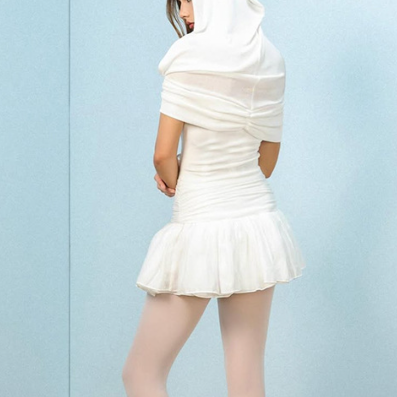 Chic White Draped Off-Shoulder Mini Dress | Versatile Ruched Bodycon for Fall Parties & Halloween