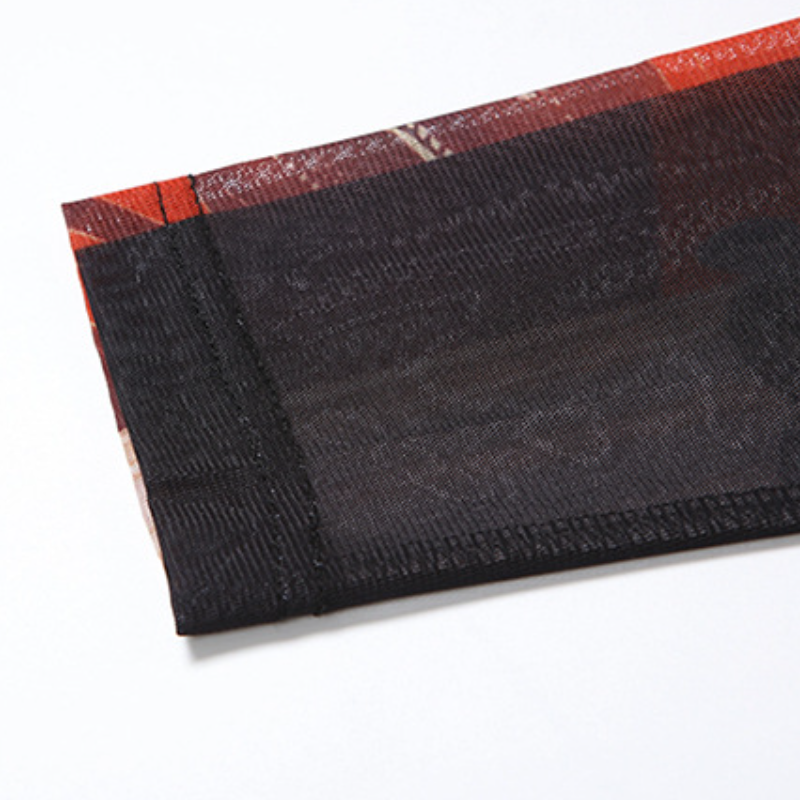 Mystical Eye Starfish Print Sheer Mesh Maxi Dress - Long Sleeve Bodycon for Edgy Fall & Halloween Style