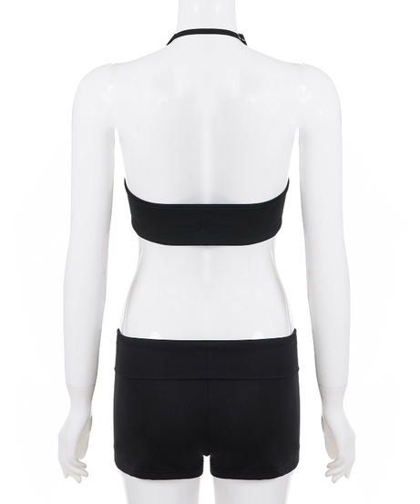 RAPWRITER Halter Crop Top & CIBBAR Shorts Set - Chic American Women's Fall Athleisure