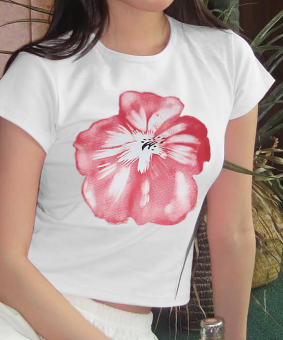 Chic Black & Blush Floral Crop Top - Your Effortless Fall Statement Tee