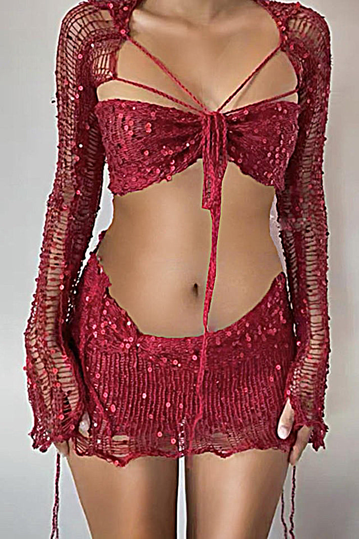 Danae Sequin Crochet 3 Pieces Sets