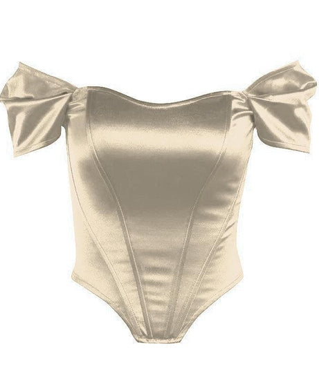 Radiant Royal Blue Satin Off-Shoulder Corset Top - Your Chic Fall & Holiday Statement