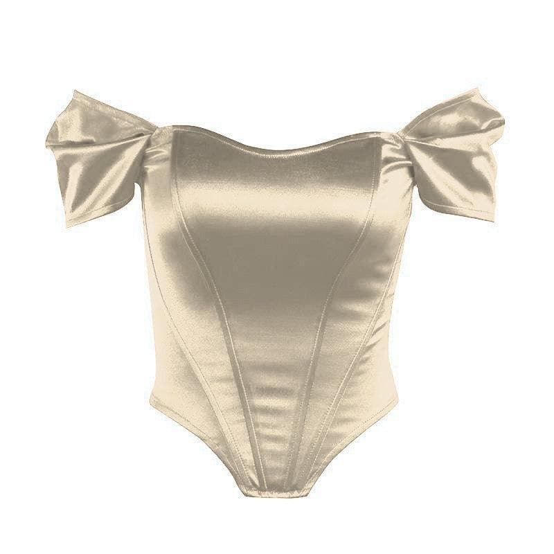 Radiant Royal Blue Satin Off-Shoulder Corset Top - Your Chic Fall & Holiday Statement