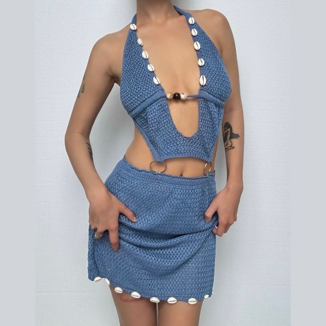 Coastal Chic Crochet Seashell Halter & Mini Skirt Set – Your Ultimate Resort & Winter Sun Getaway Look