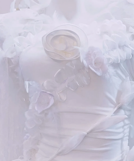 Ethereal Floral Applique Sheer Maxi Gown – Dreamy Bridal, Enchanted Fall Gala & Unique Halloween Costume