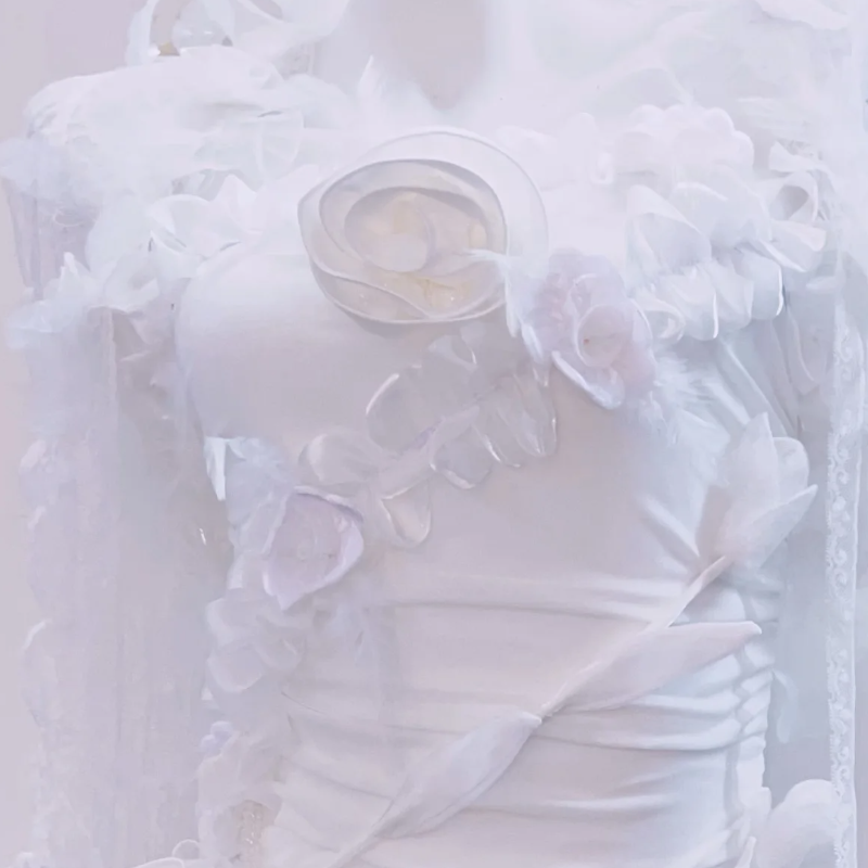 Ethereal Floral Applique Sheer Maxi Gown – Dreamy Bridal, Enchanted Fall Gala & Unique Halloween Costume