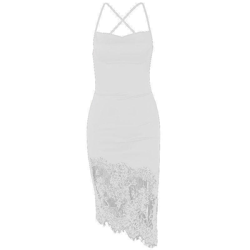 Alluring Black Satin & Lace Open Back Midi Dress - Your Go-To for Fall & Holiday Parties