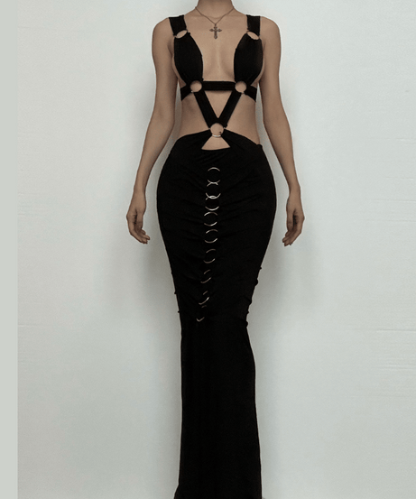 Midnight Allure O-Ring Cutout Maxi Dress - The Ultimate Fall & Holiday Statement