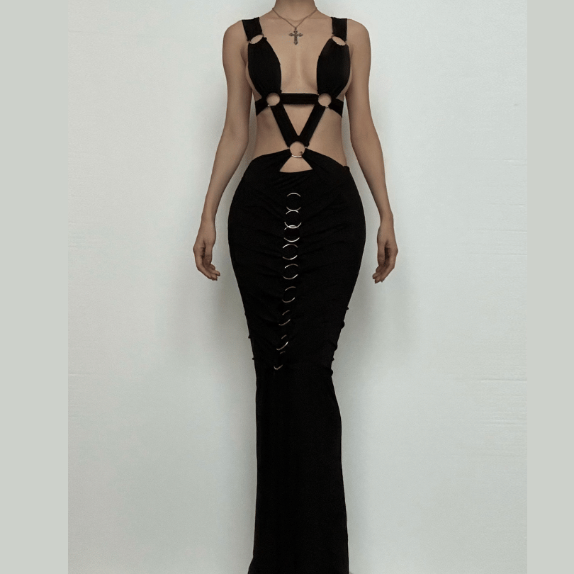 Midnight Allure O-Ring Cutout Maxi Dress - The Ultimate Fall & Holiday Statement