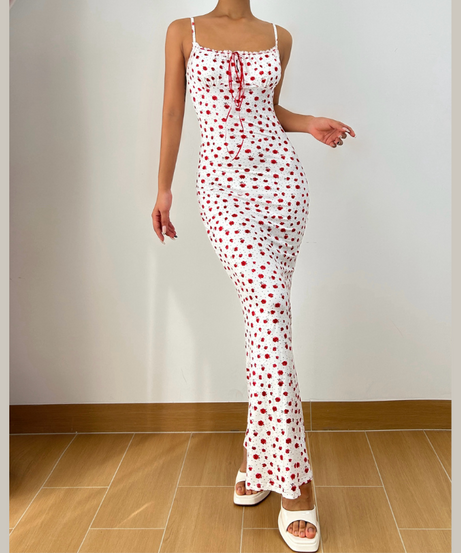Flirty Red Petite Floral Tie-Front Cami Maxi Dress - Your Sunny Fall Getaway Essential