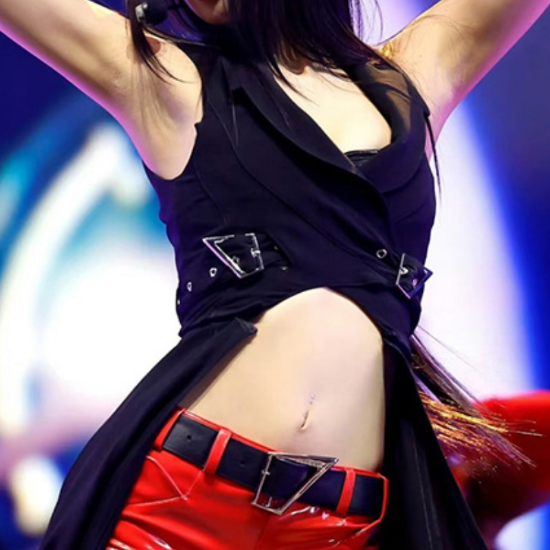 Edgy Inferno Duster Vest: Black Buckle Cut-Out Statement Piece for Fall & Halloween