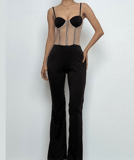 The Dazzling Illusion Mesh Corset Jumpsuit – Your Go-To for Fall & Holiday Parties