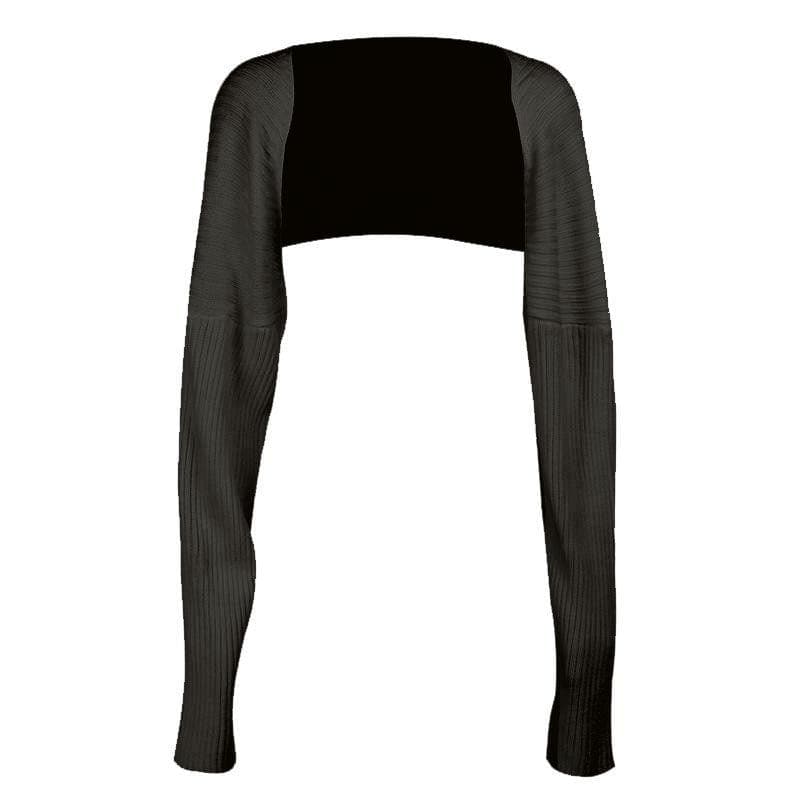 Effortless Fall Chic: Women's Camel Ribbed Knit Cropped Shrug Top