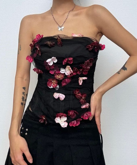 Ethereal Bloom Corset Tube Top - Chic Fall & Holiday Party Statement