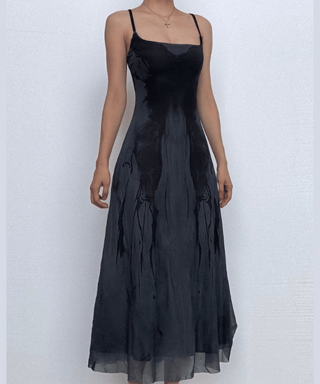 Dark Romance Velvet & Ethereal Print Maxi Dress – Enchanting Fall Elegance