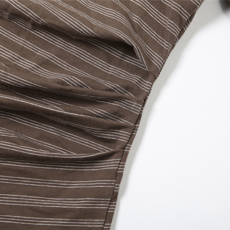 Chic Fall Stripes: Effortless One-Shoulder Ruched Mini Dress