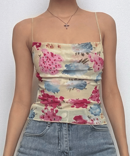 Vibrant Floral Mesh Cami Top: Your Chic Fall Layering Essential