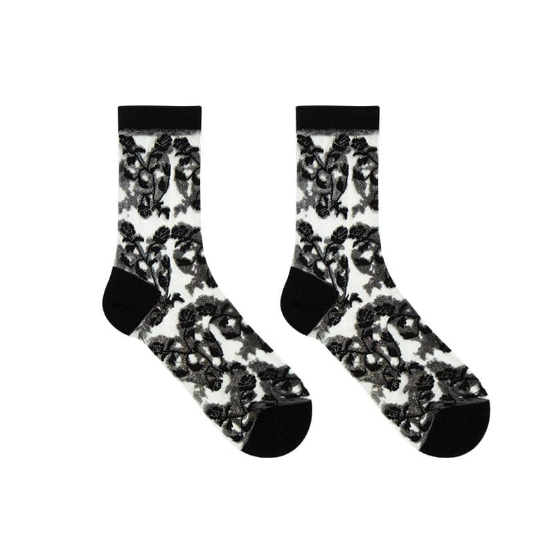 Elegant Floral Lace Sheer Ankle Socks - Perfect for Fall & Holiday Styling