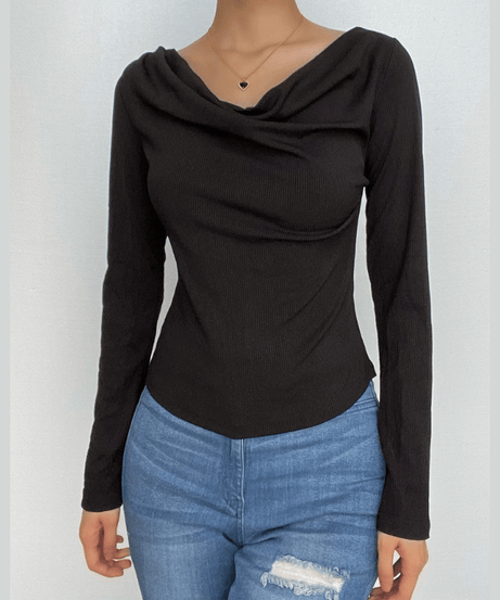 Flattering Ribbed Cowl Neck Long Sleeve Top – Your Ultimate Fall Style Essential