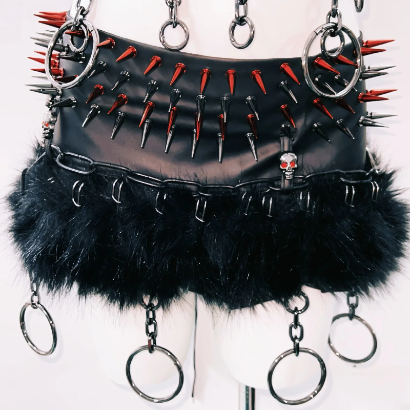 Unleash Your Edge: Fierce Spiked & Chained Halter Top – Ultimate Gothcore for Halloween & Fall Parties